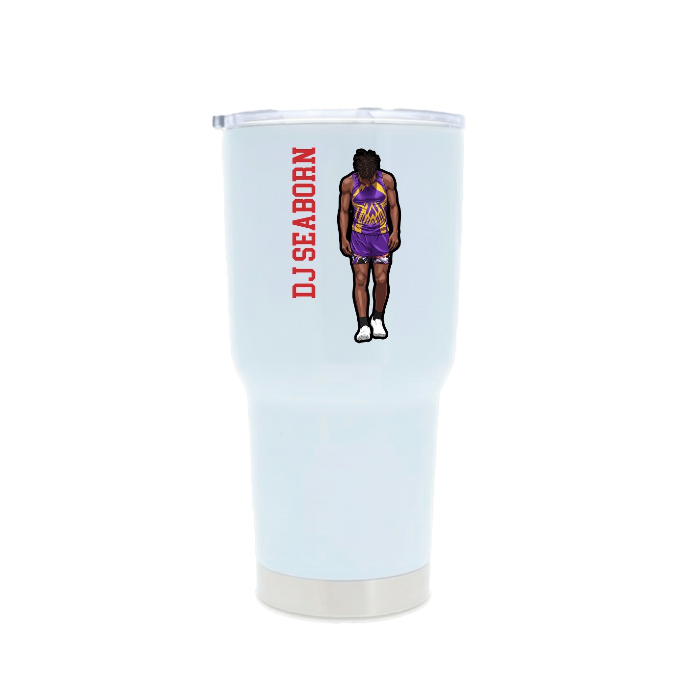 30oz Stainless Steel Tumbler — Name Vertical in White