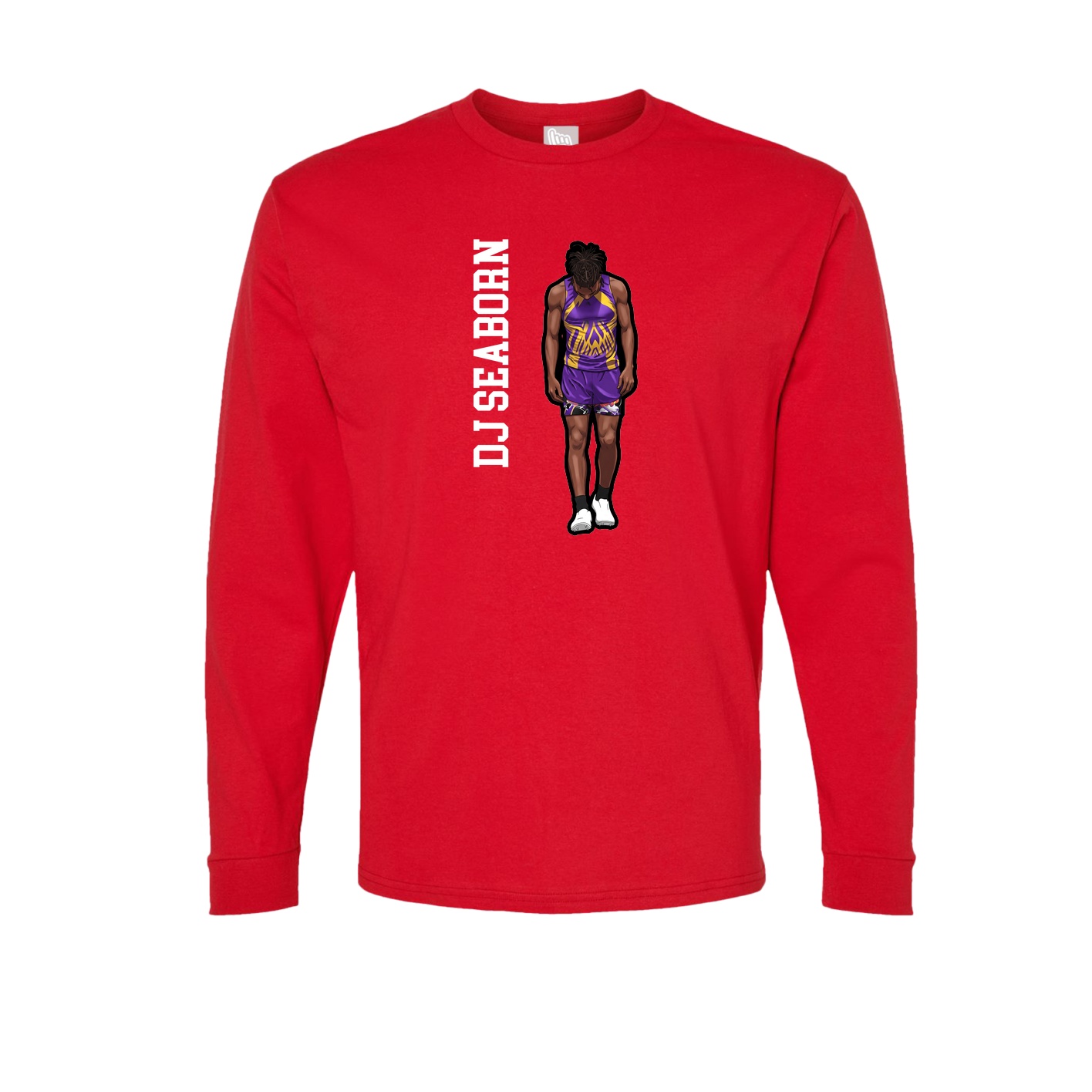 Long Sleeve Tee — Name Vertical in Red