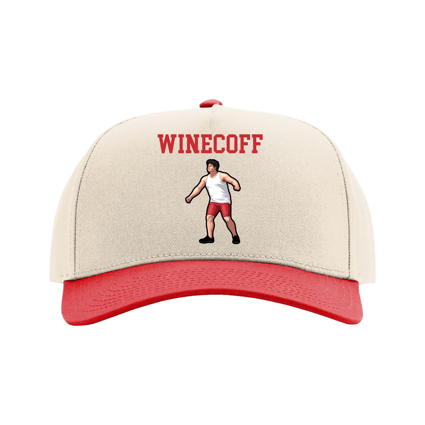 Full Fabric Five-Panel Champ Cap — Shirsey in Cream/Red