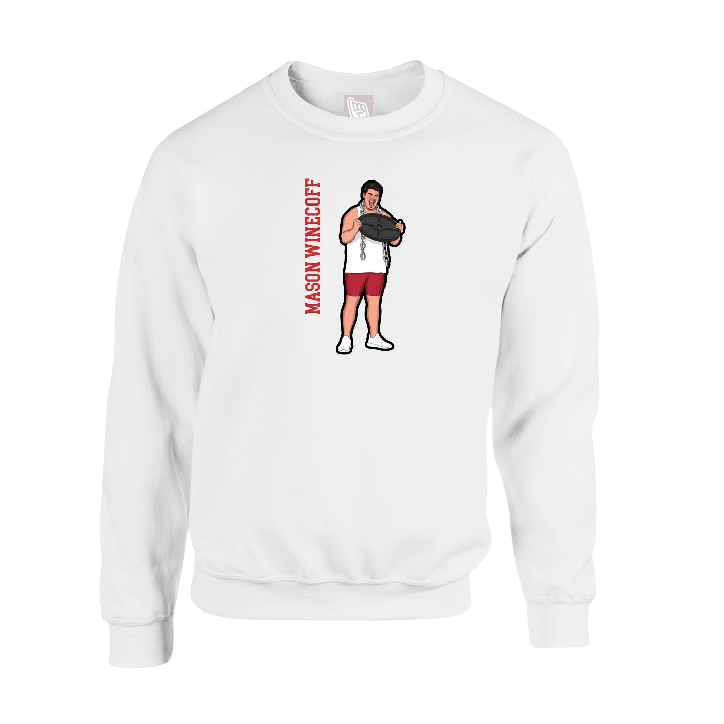 Fleece Crew — Name Vertical in White
