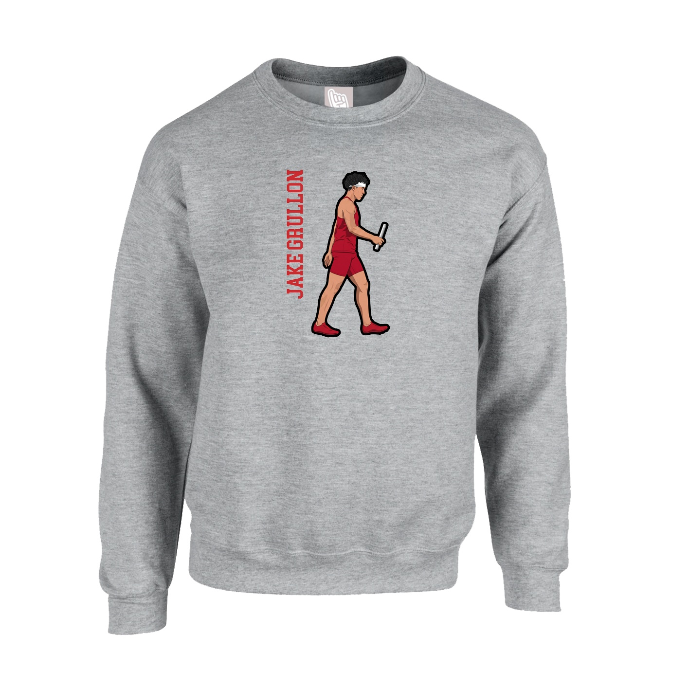 Fleece Crew — Name Vertical in Grey