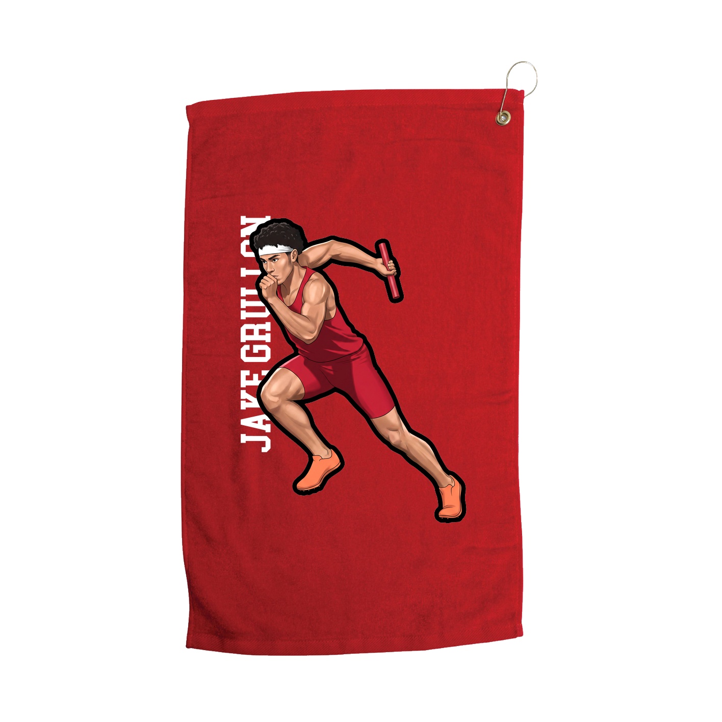 Golf Towel — Name Vertical in Red