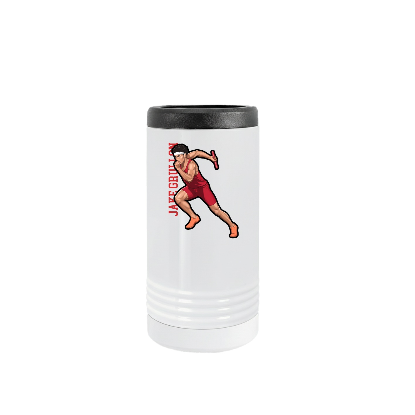 Slim Beverage Holder — Name Vertical in White