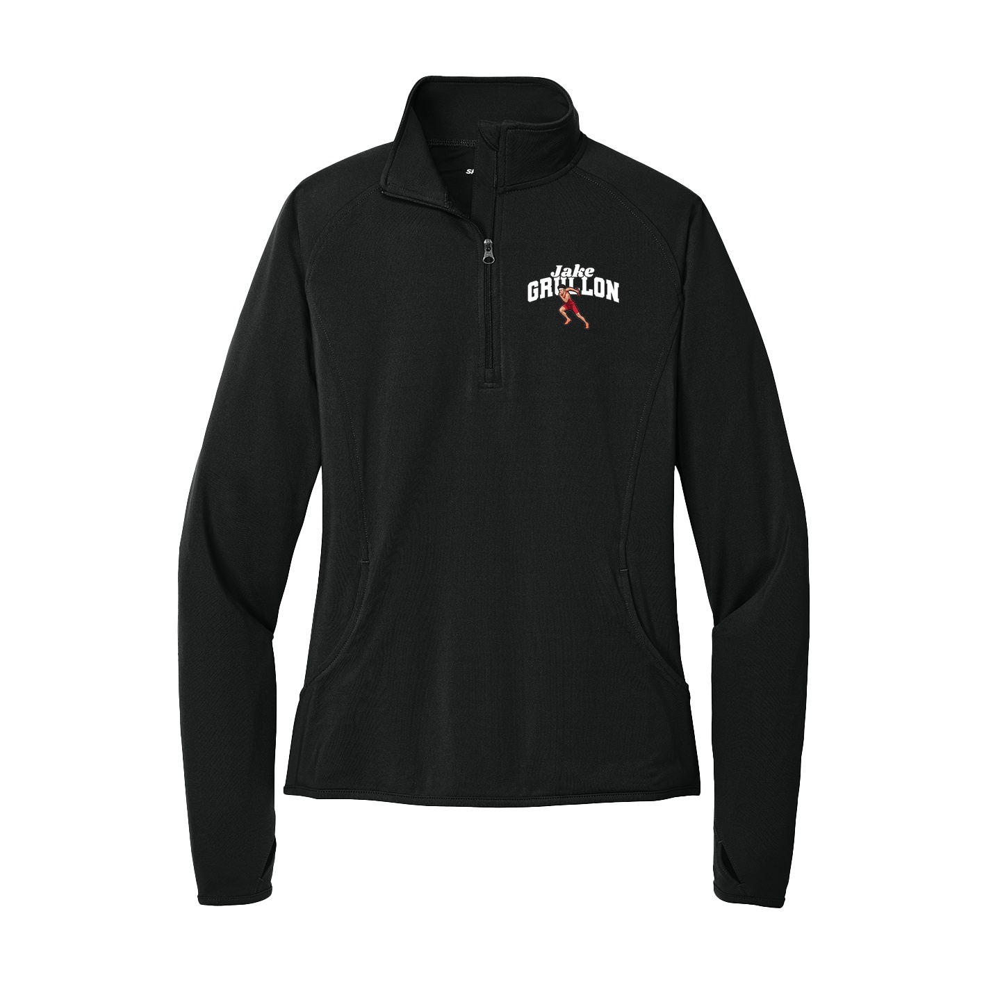 Women's Q-Zip Pullover — Signature Arch in Black