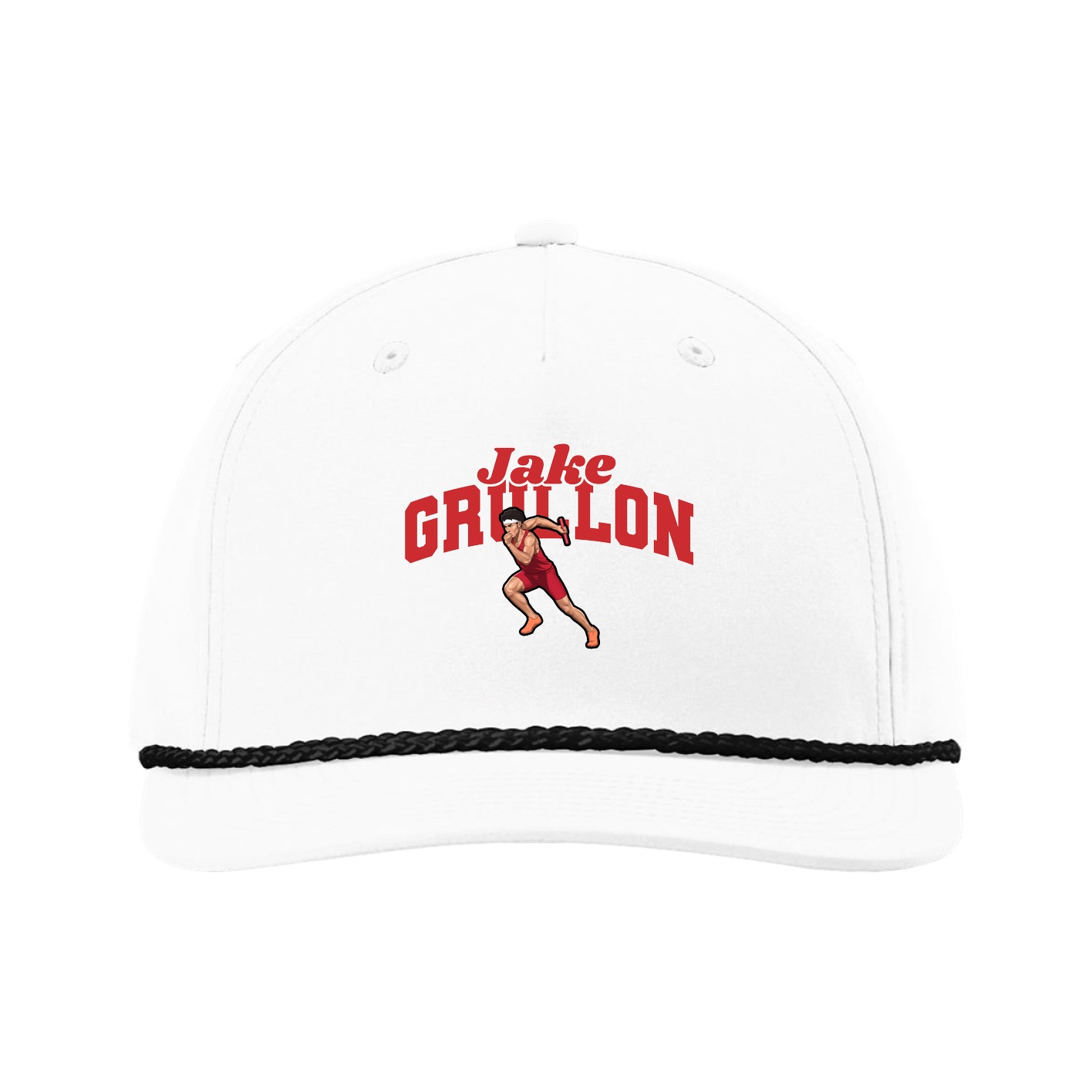 Five-Panel Classic Rope Cap — Signature Arch in White