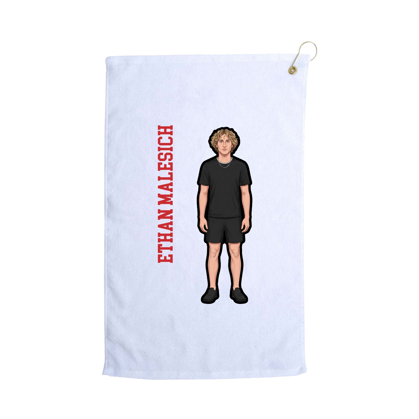 Golf Towel — Name Vertical in White