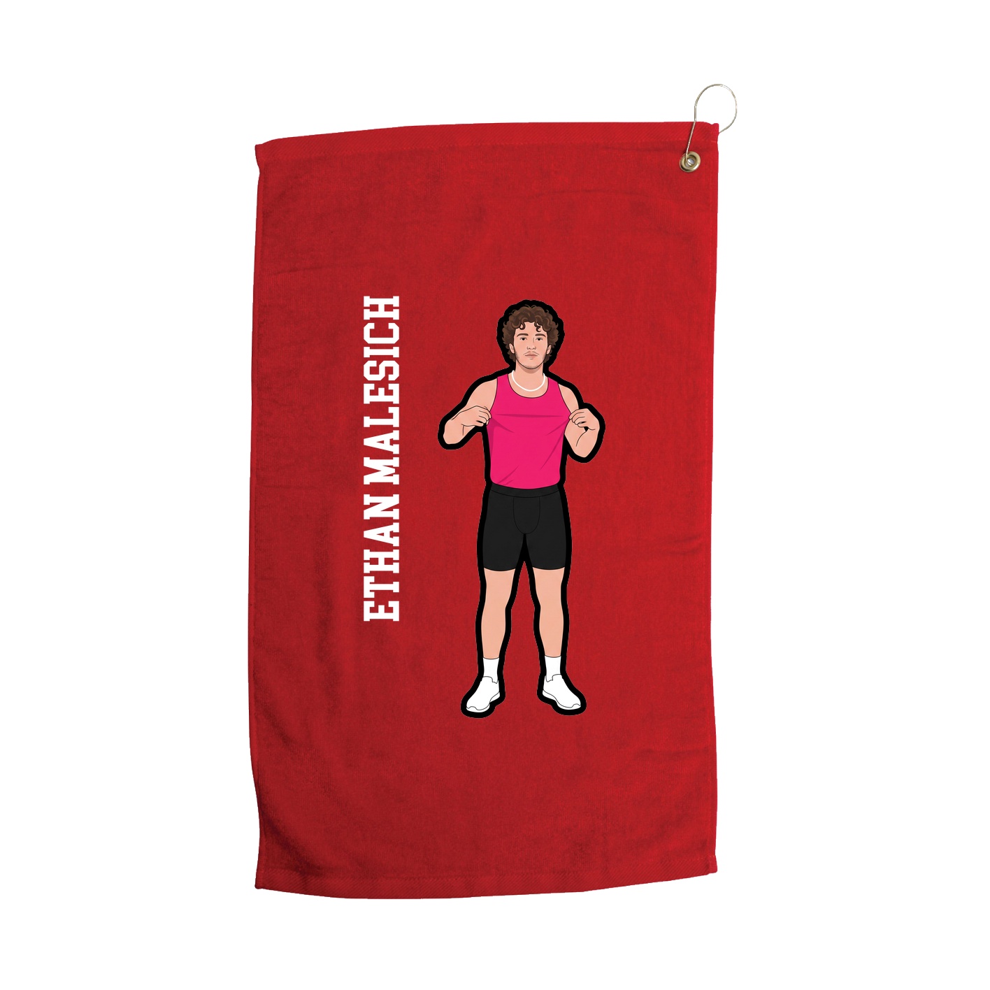 Golf Towel — Name Vertical in Red