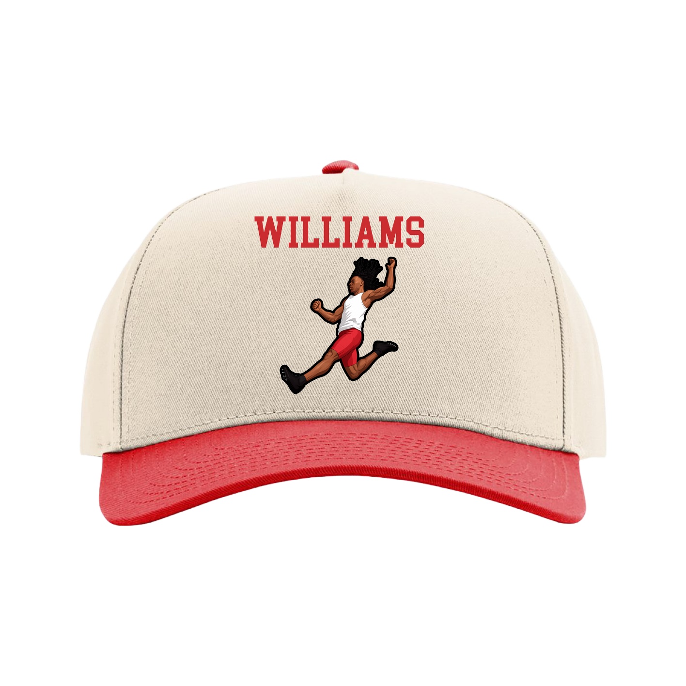 Full Fabric Five-Panel Champ Cap — Shirsey in Cream/Red