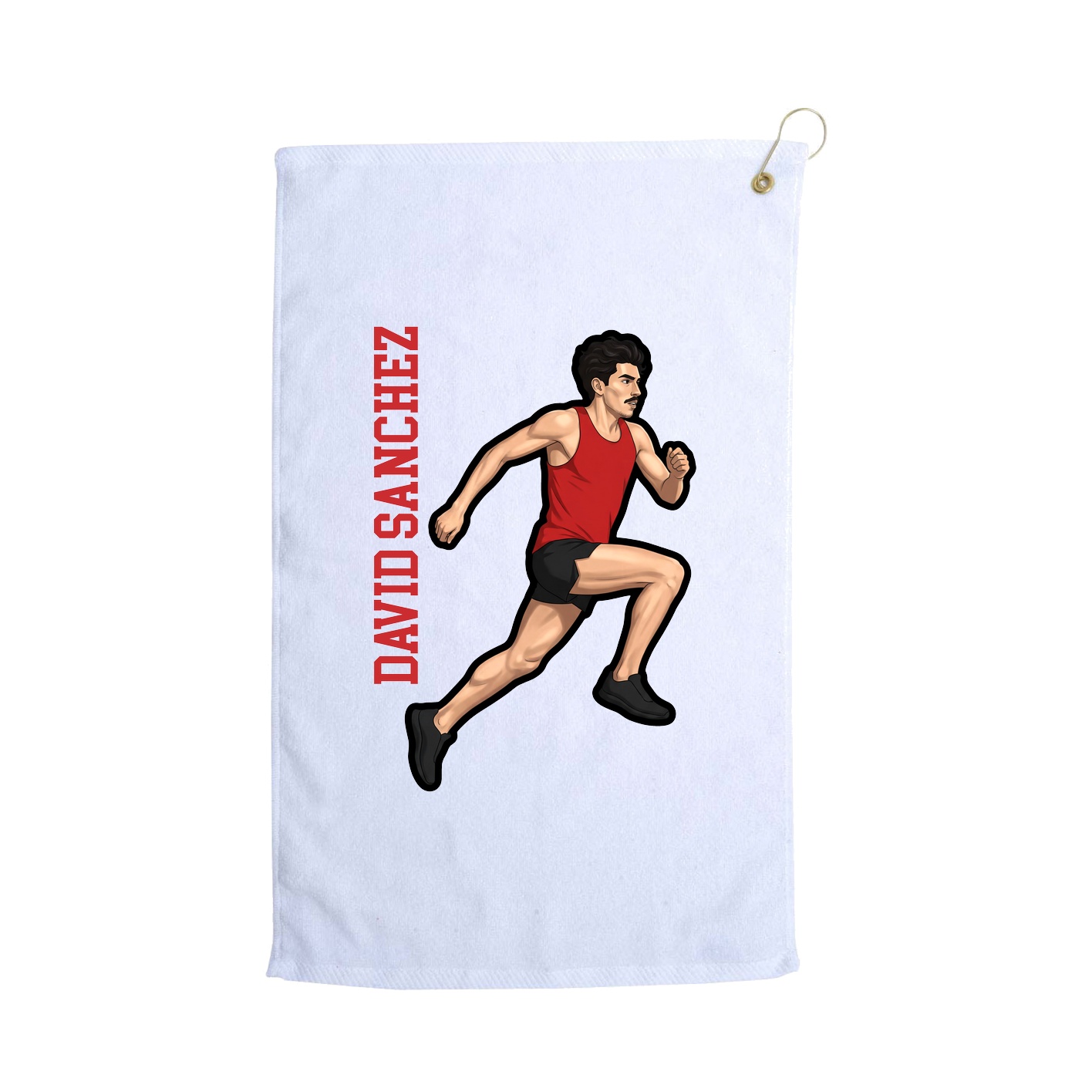 Golf Towel — Name Vertical in White