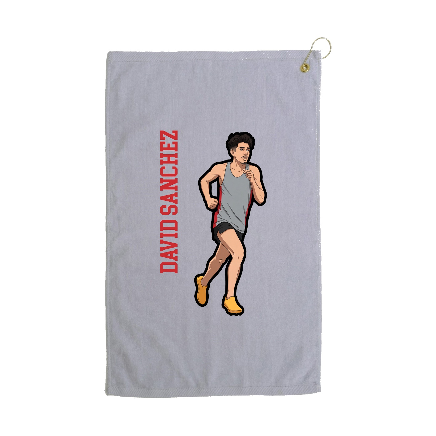 Golf Towel — Name Vertical in Grey