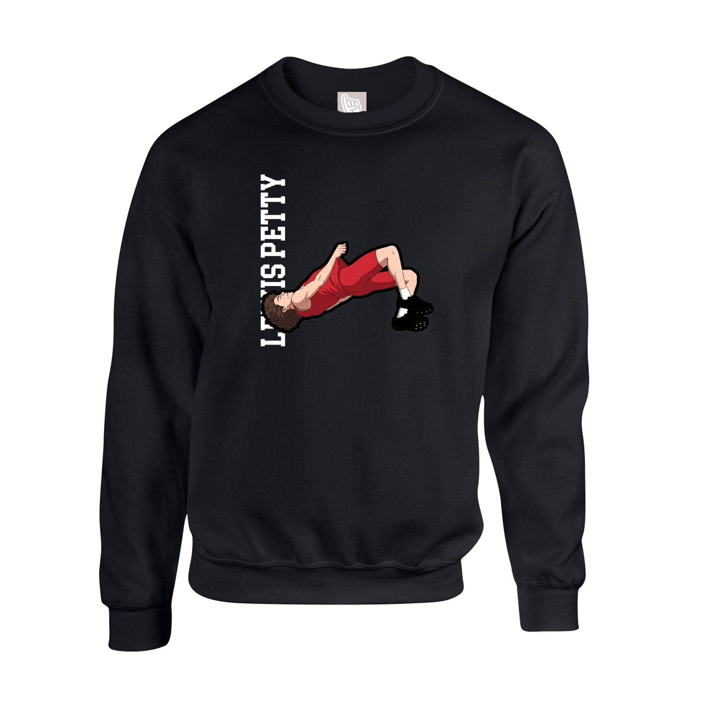 Fleece Crew — Name Vertical in Black