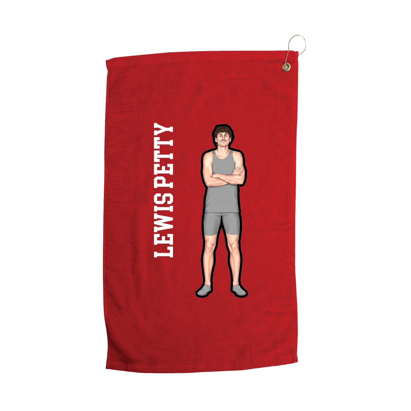 Golf Towel — Name Vertical in Red