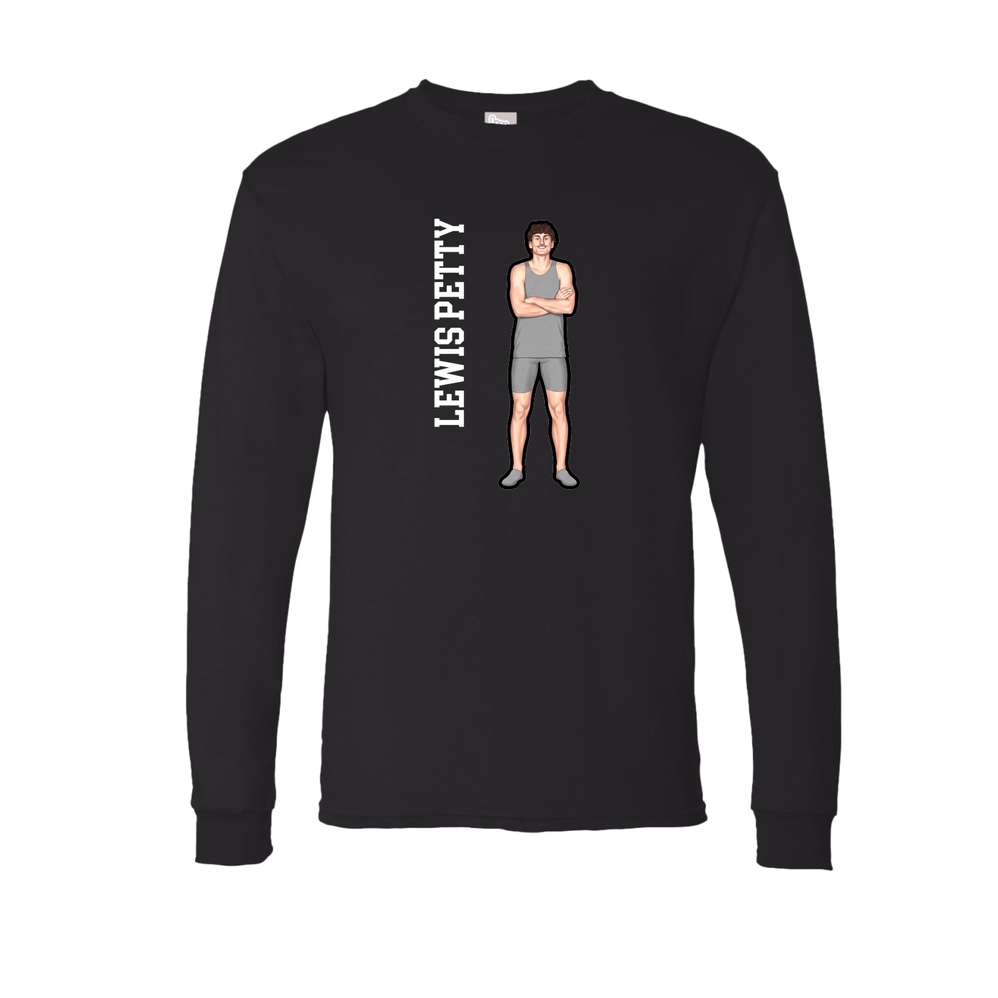 Long Sleeve Tee — Name Vertical in Black