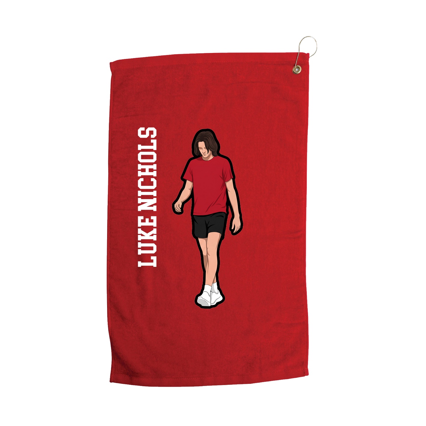 Golf Towel — Name Vertical in Red