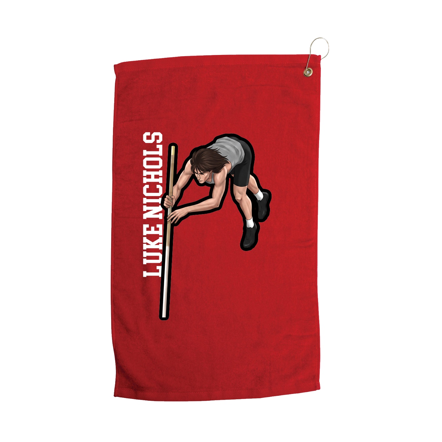 Golf Towel — Name Vertical in Red