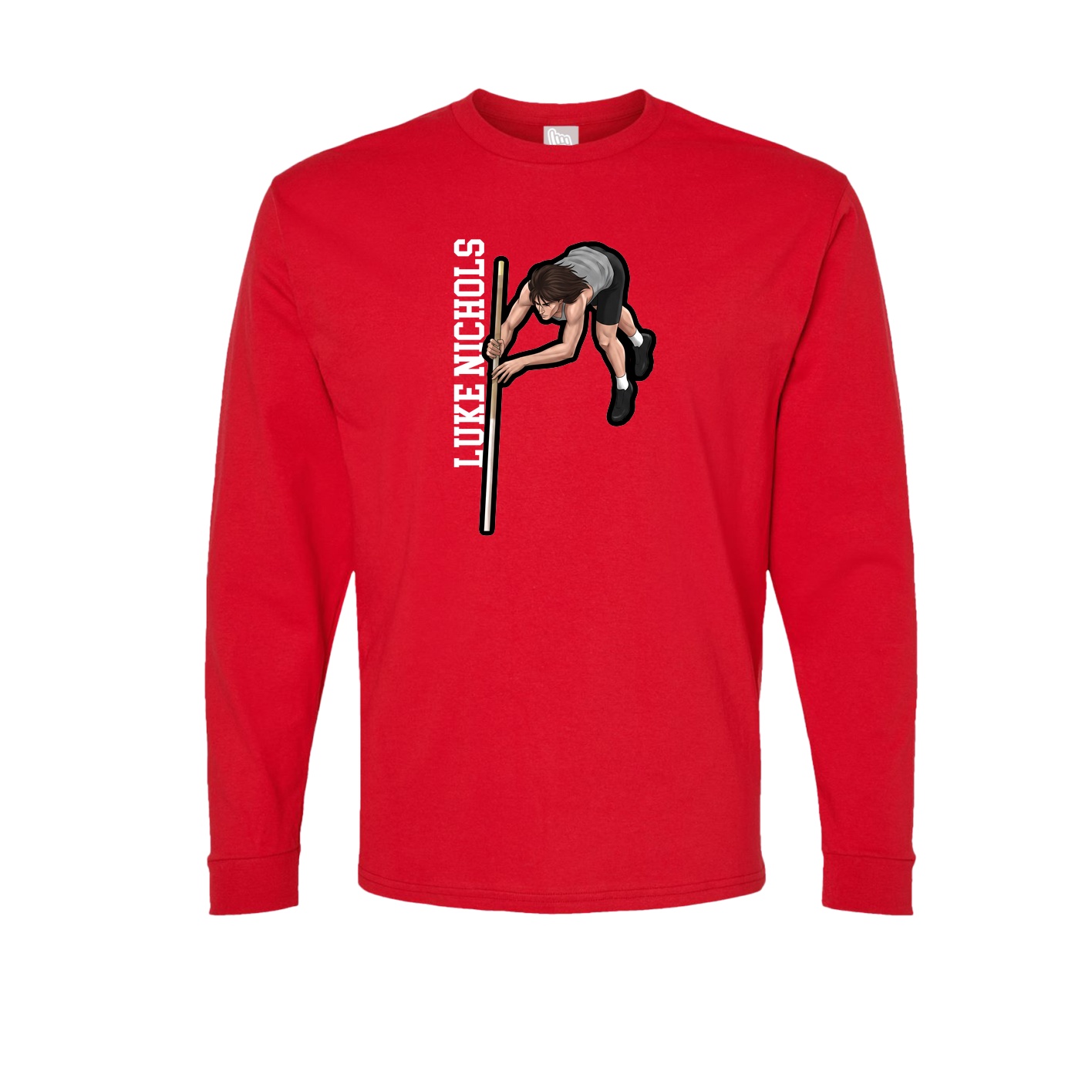 Long Sleeve Tee — Name Vertical in Red