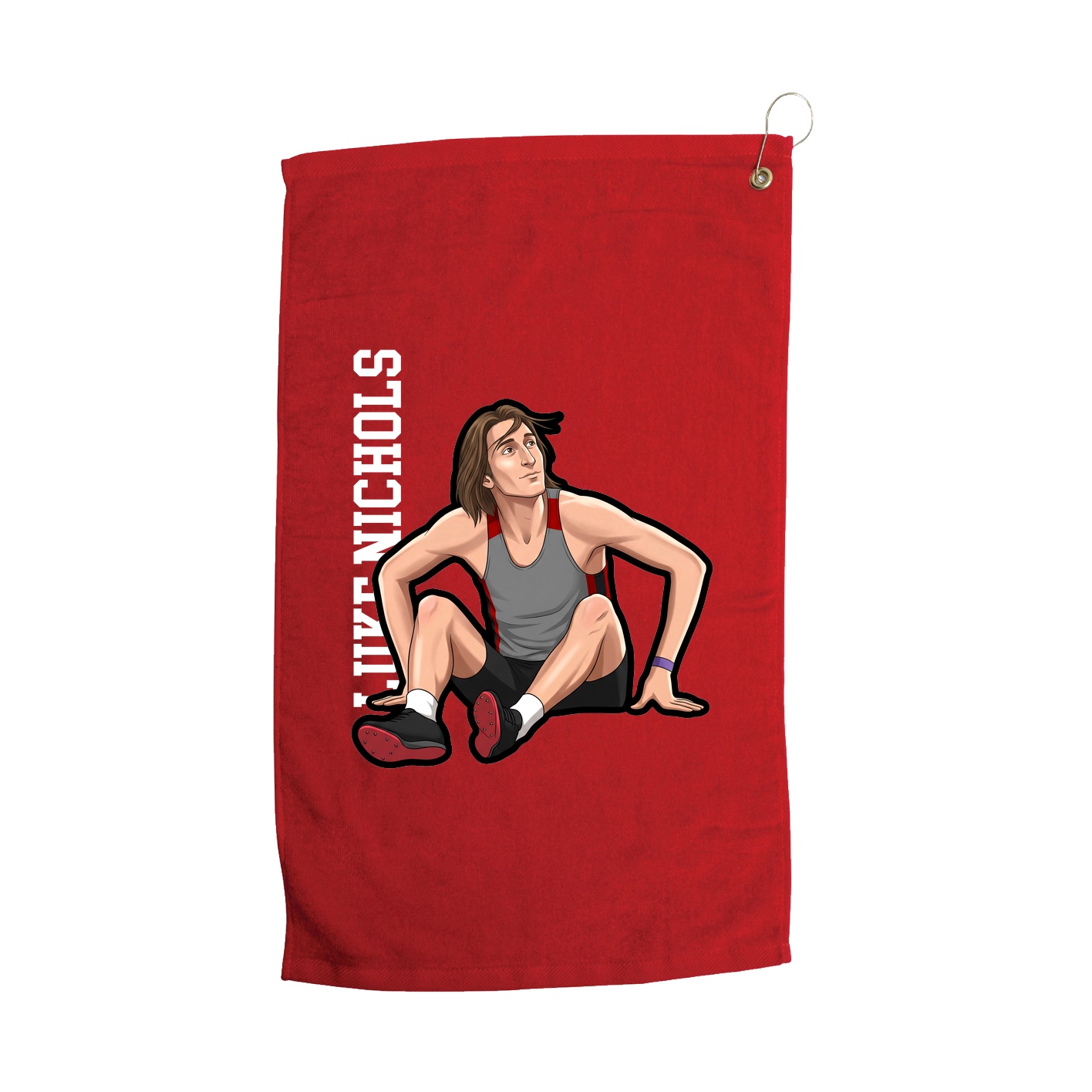 Golf Towel — Name Vertical in Red