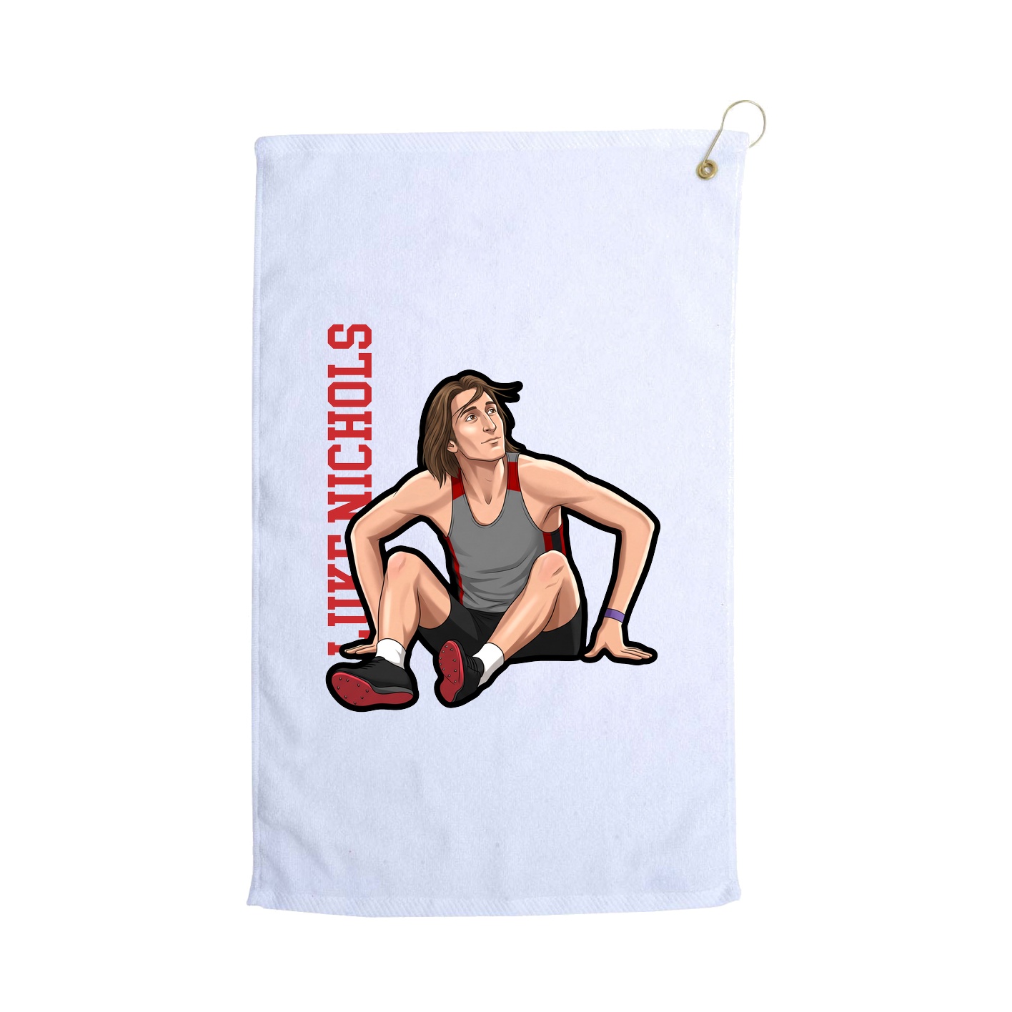 Golf Towel — Name Vertical in White