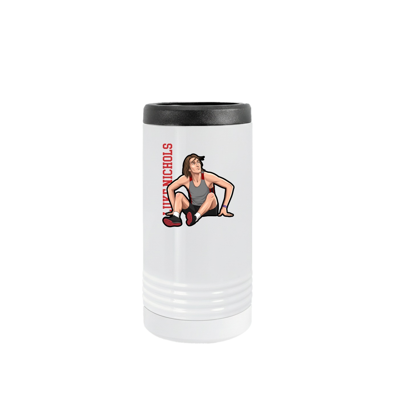 Slim Beverage Holder — Name Vertical in White