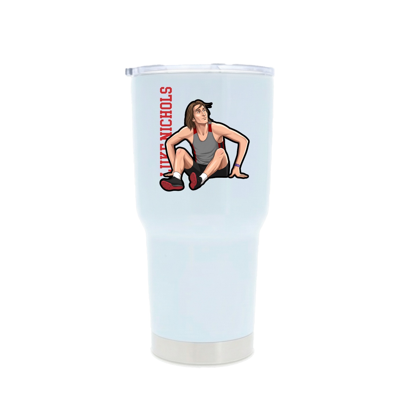 30oz Stainless Steel Tumbler — Name Vertical in White