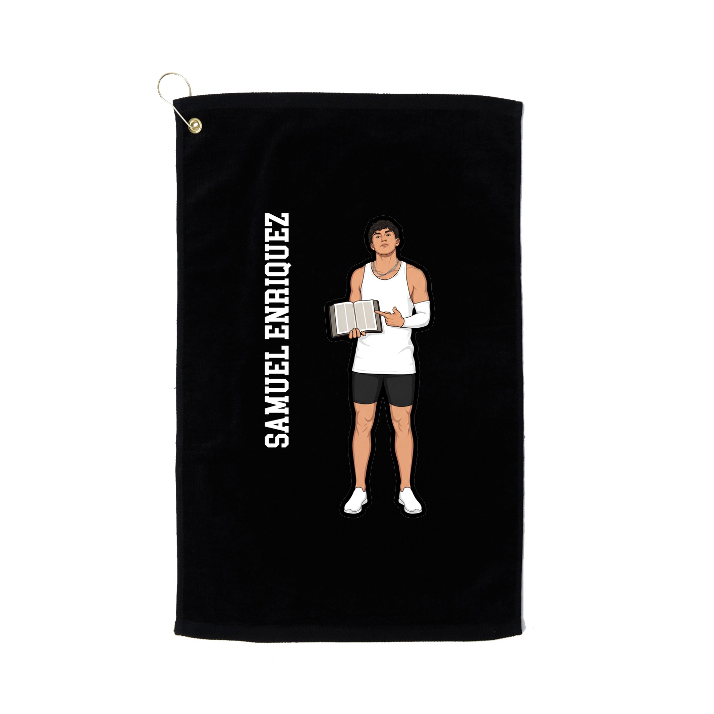 Golf Towel — Name Vertical in Black