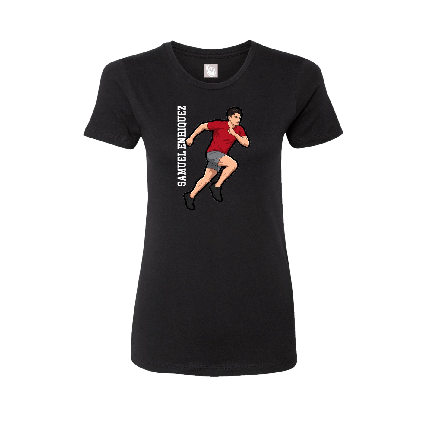 Fitted Women's Tee — Name Vertical in Black