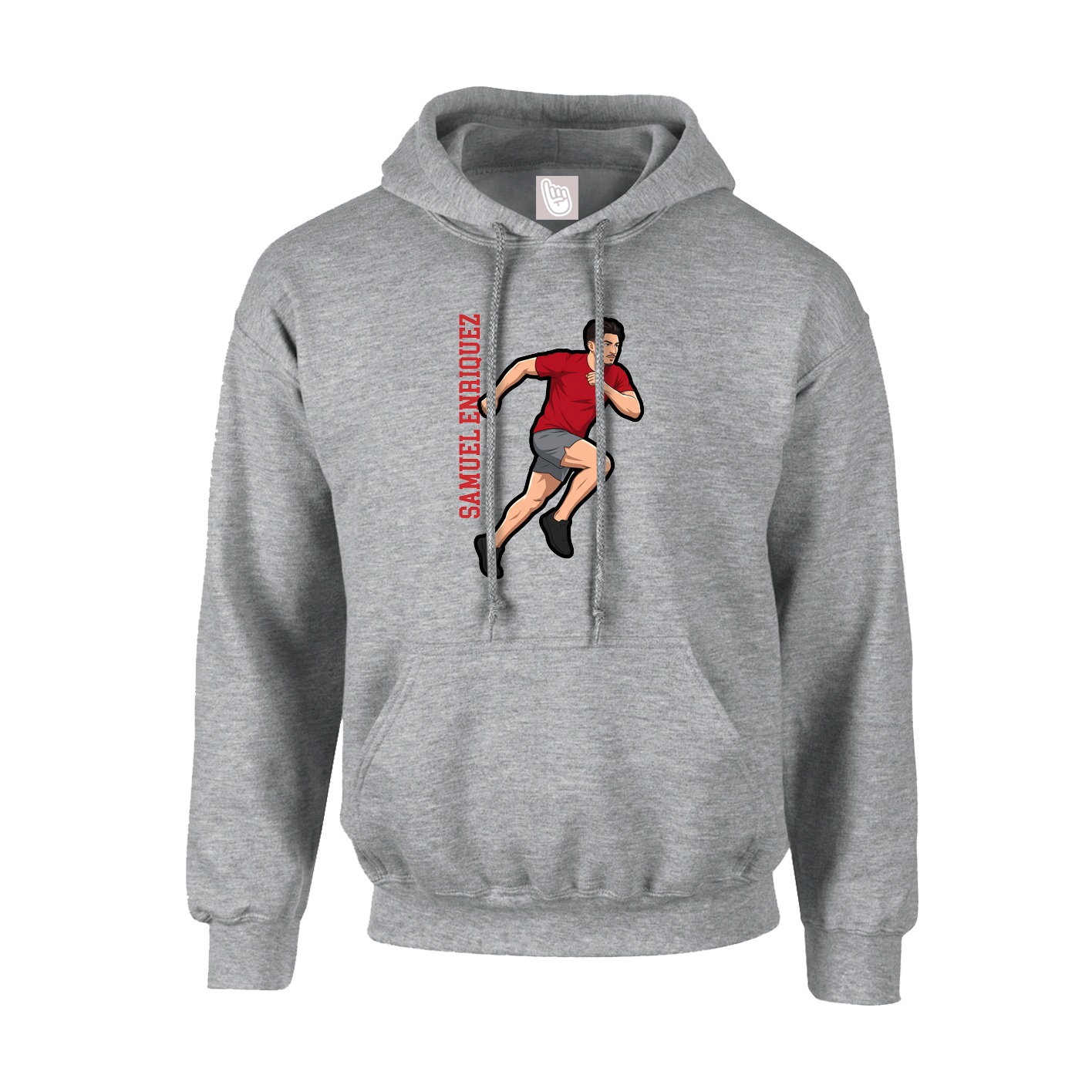 Youth Hoodie — Name Vertical in Grey