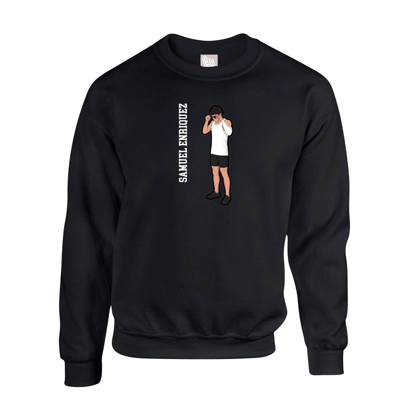 Fleece Crew — Name Vertical in Black