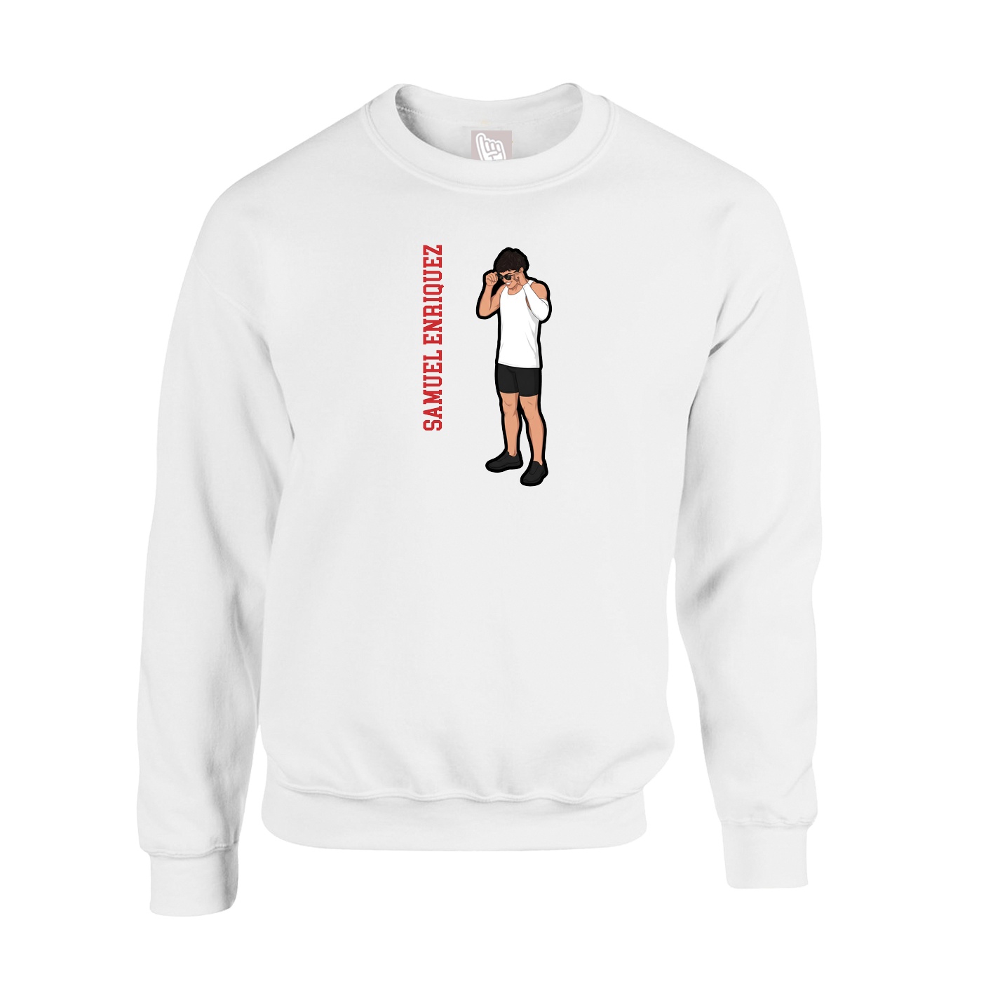 Fleece Crew — Name Vertical in White