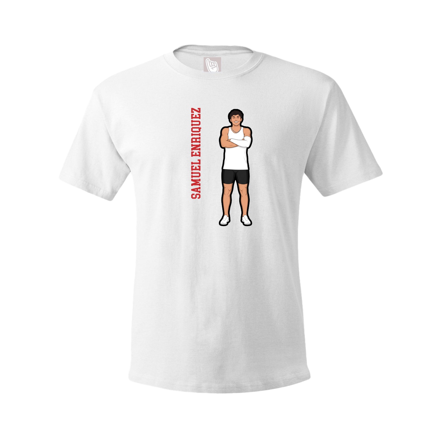 Tee — Name Vertical in White