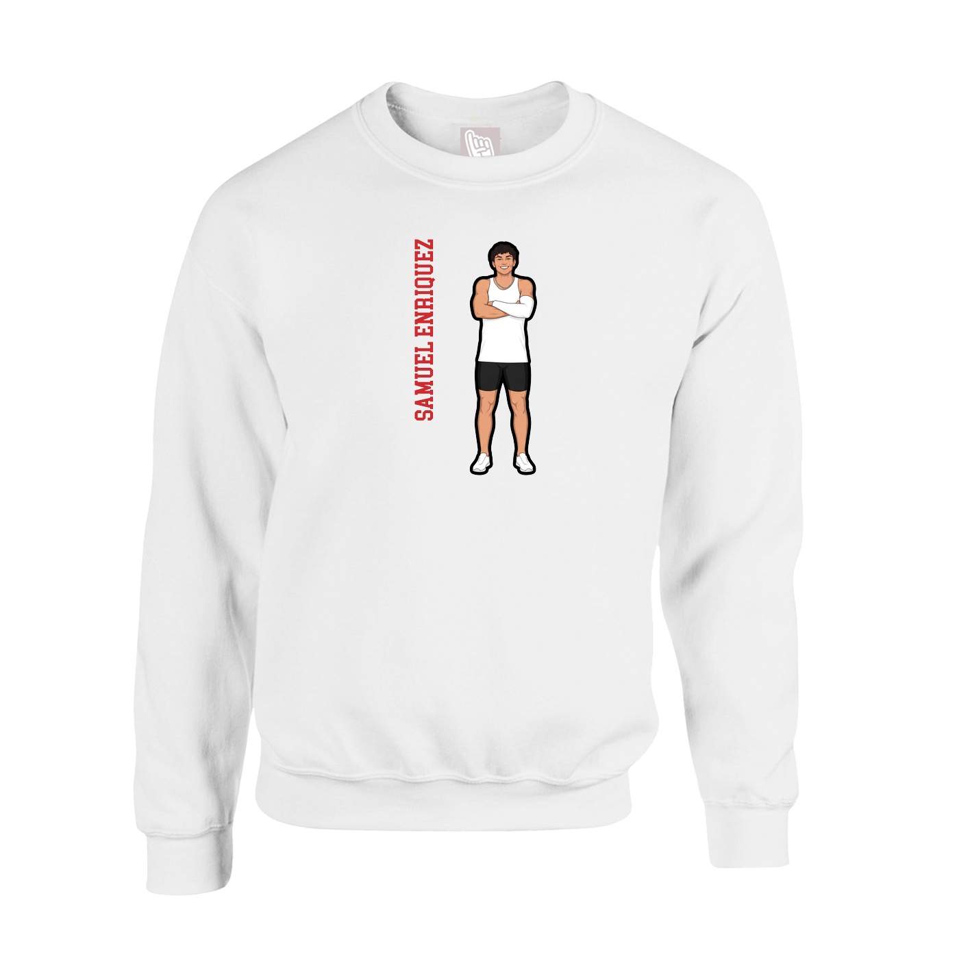 Fleece Crew — Name Vertical in White
