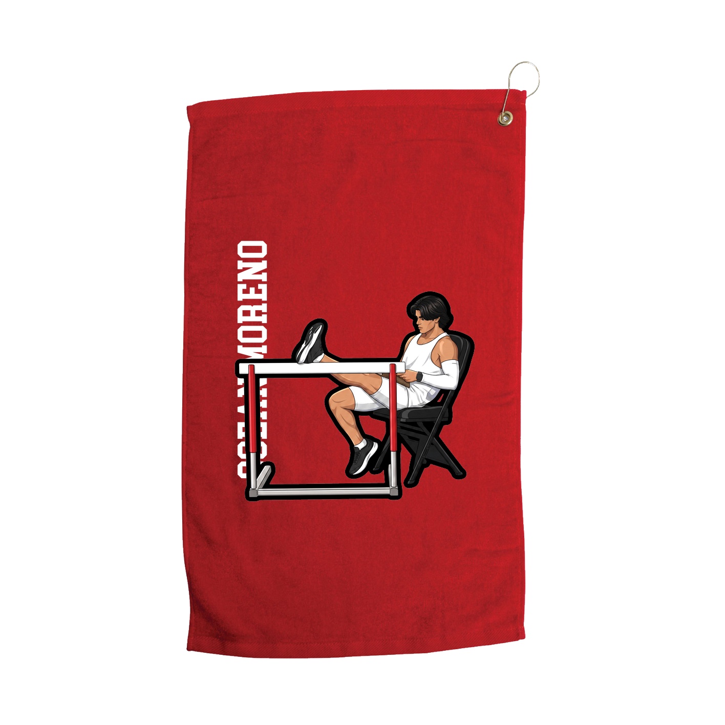 Golf Towel — Name Vertical in Red