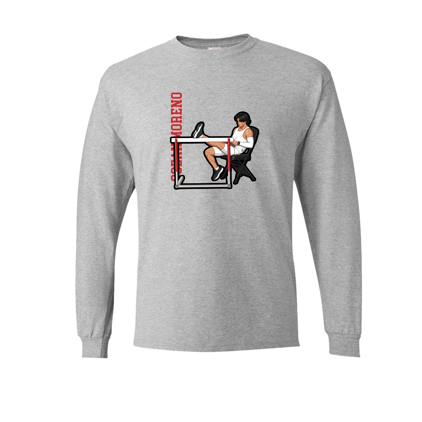 Long Sleeve Tee — Name Vertical in Grey
