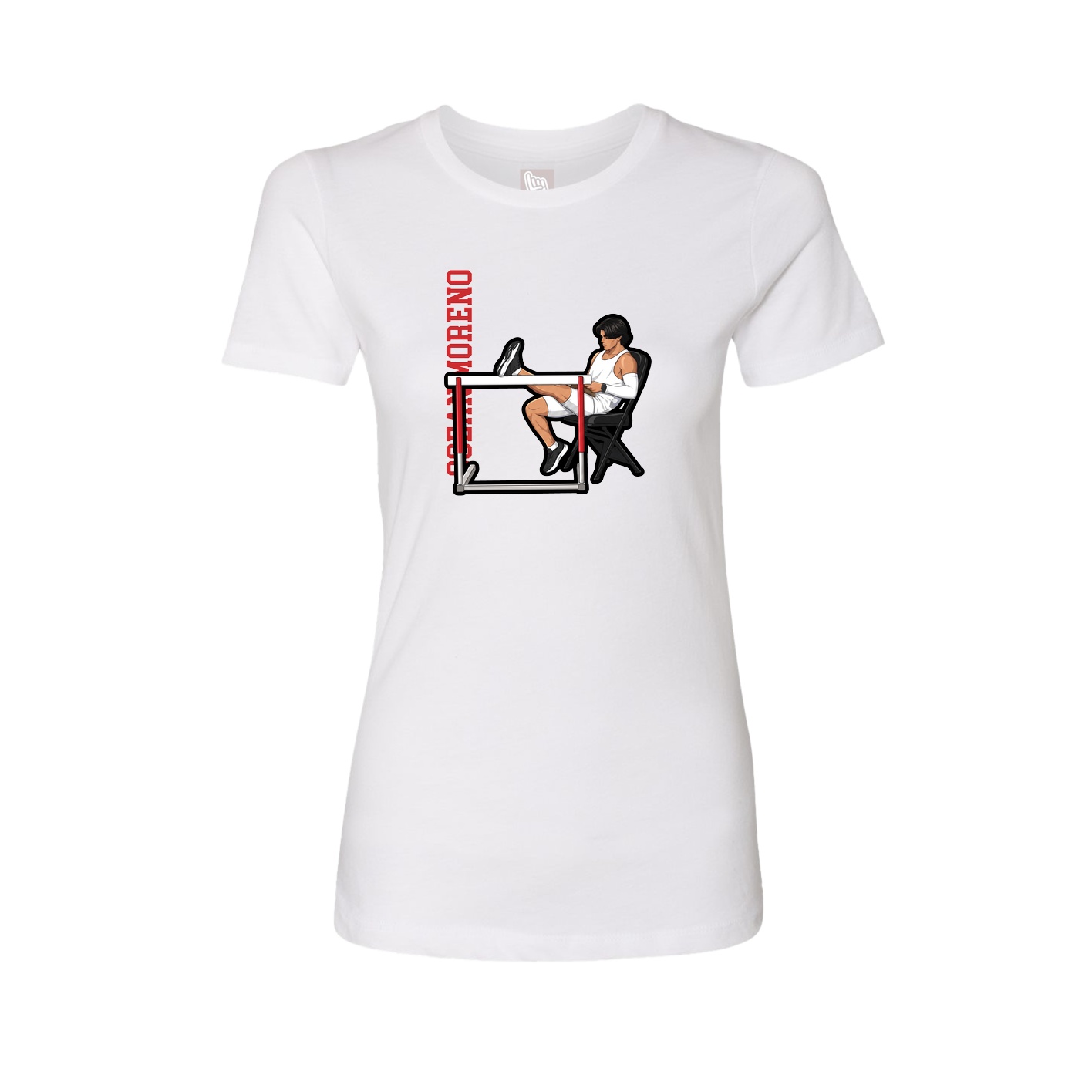 Womens Tee — Name Vertical in White