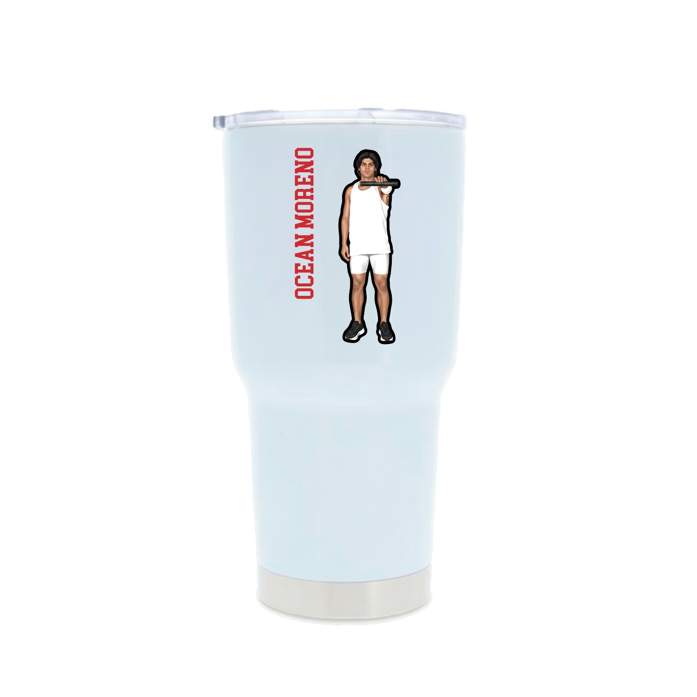 30oz Stainless Steel Tumbler — Name Vertical in White