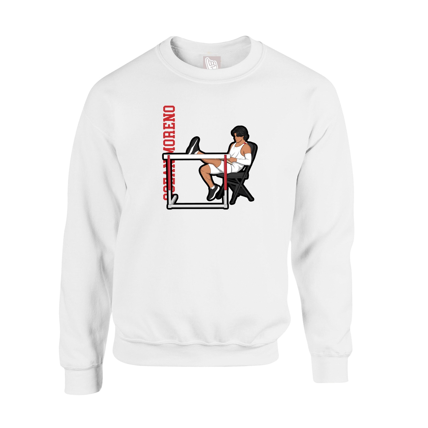 Fleece Crew — Name Vertical in White