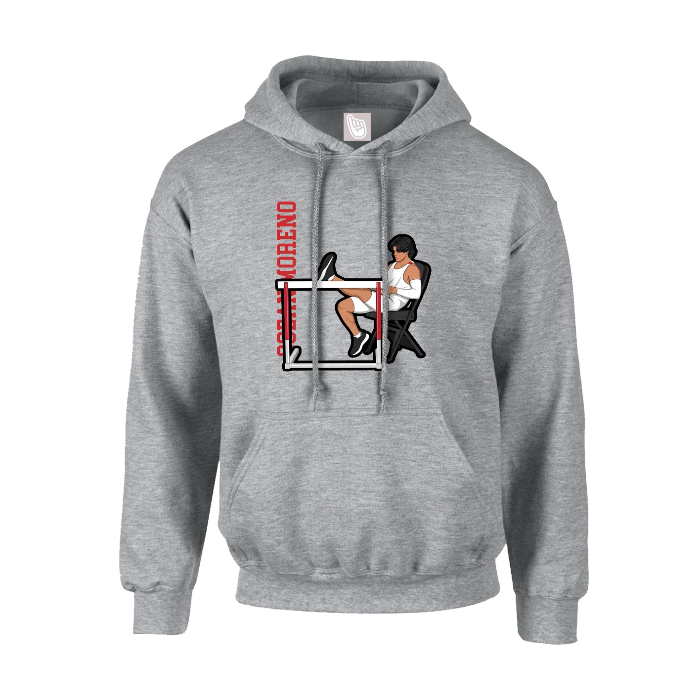 Youth Hoodie — Name Vertical in Grey