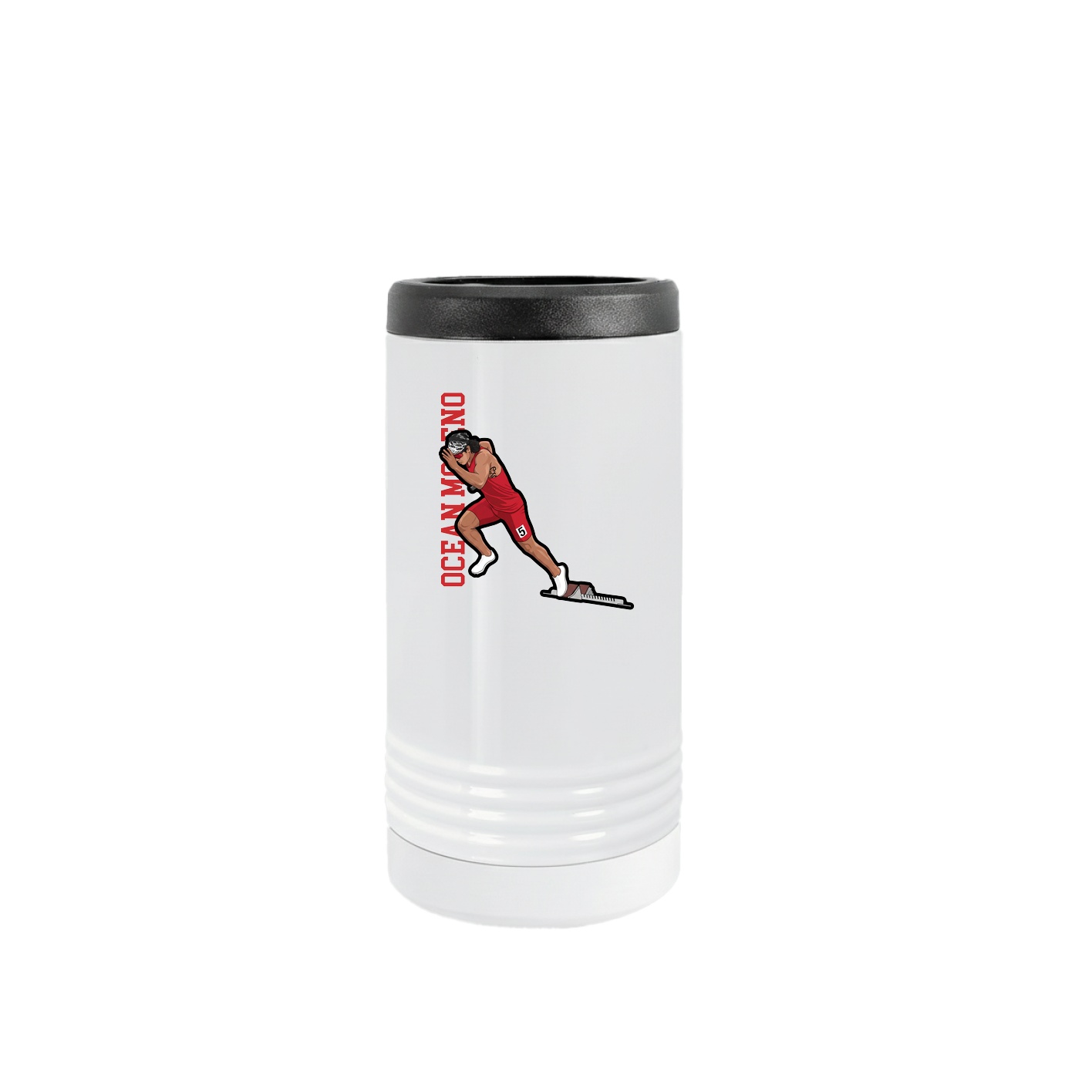 Slim Beverage Holder — Name Vertical in White