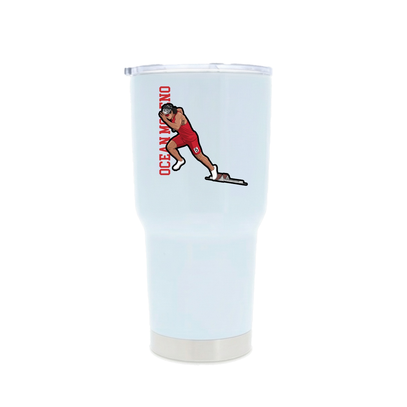 30oz Stainless Steel Tumbler — Name Vertical in White