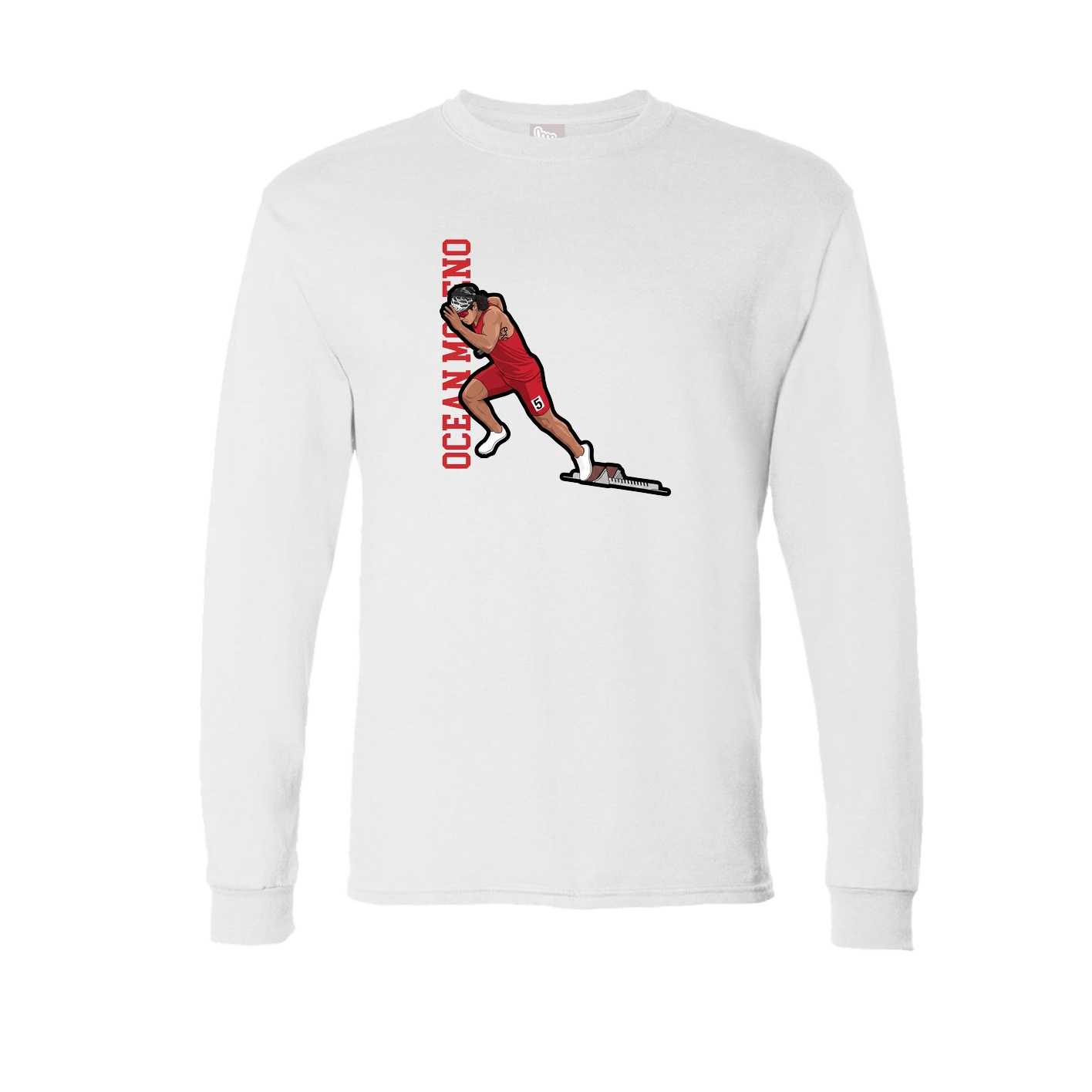 Long Sleeve Tee — Name Vertical in White