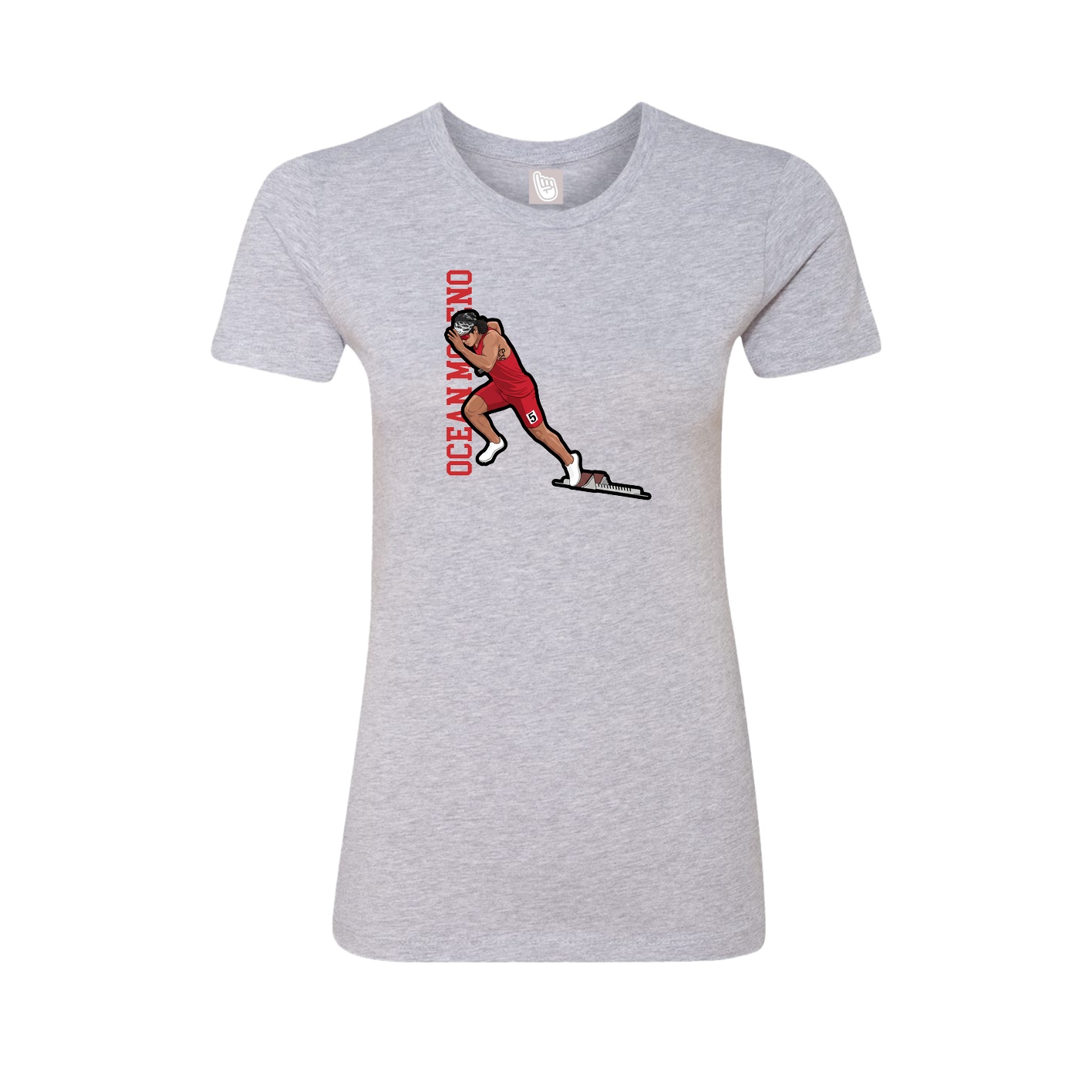 Womens Tee — Name Vertical in Grey