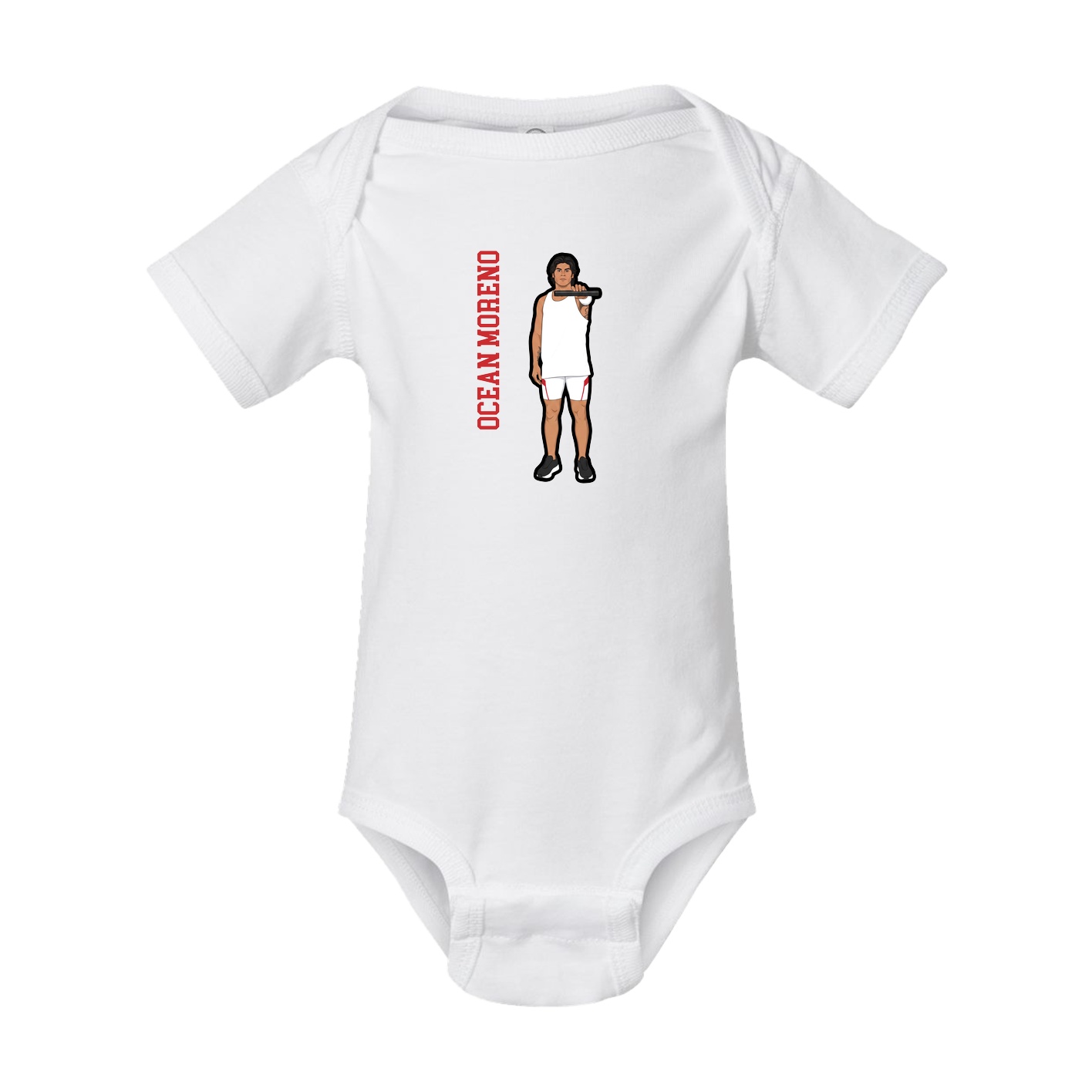 Baby Onesie — Name Vertical in White