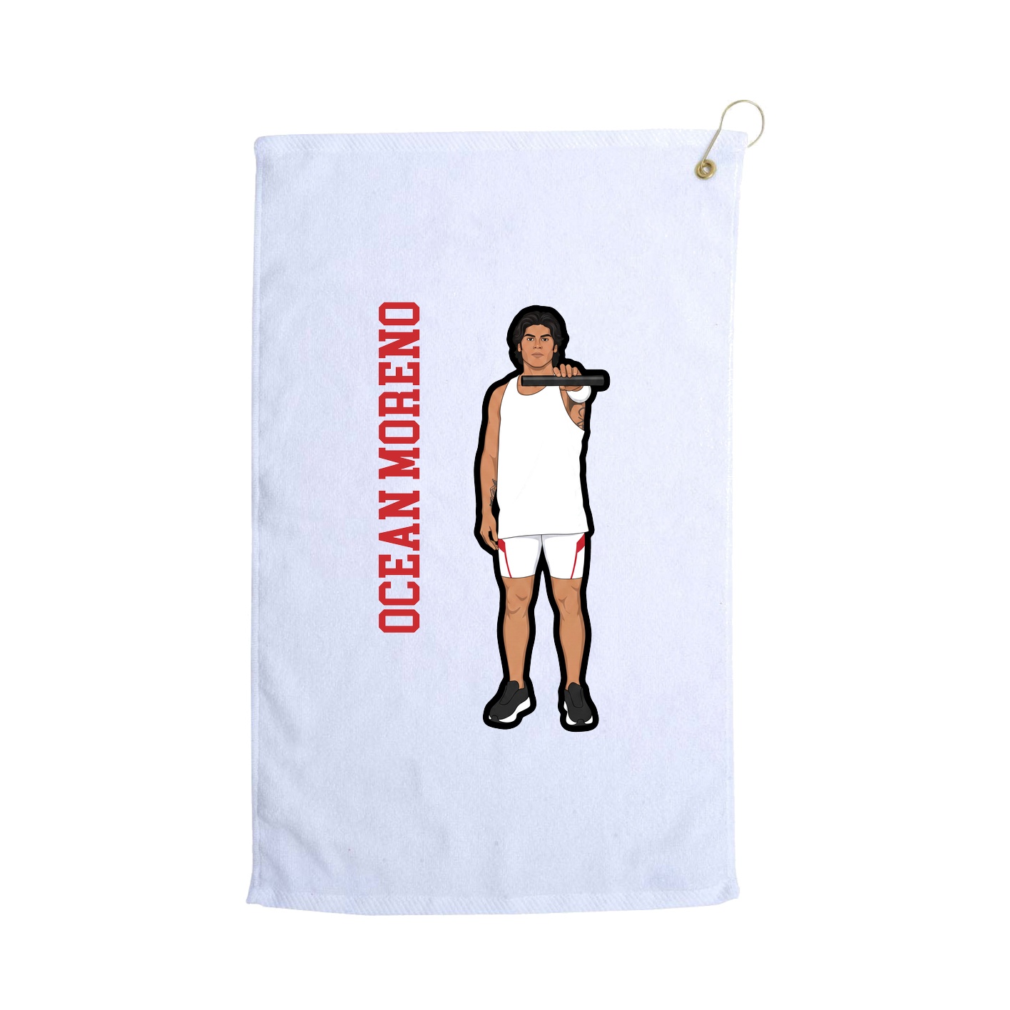 Golf Towel — Name Vertical in White