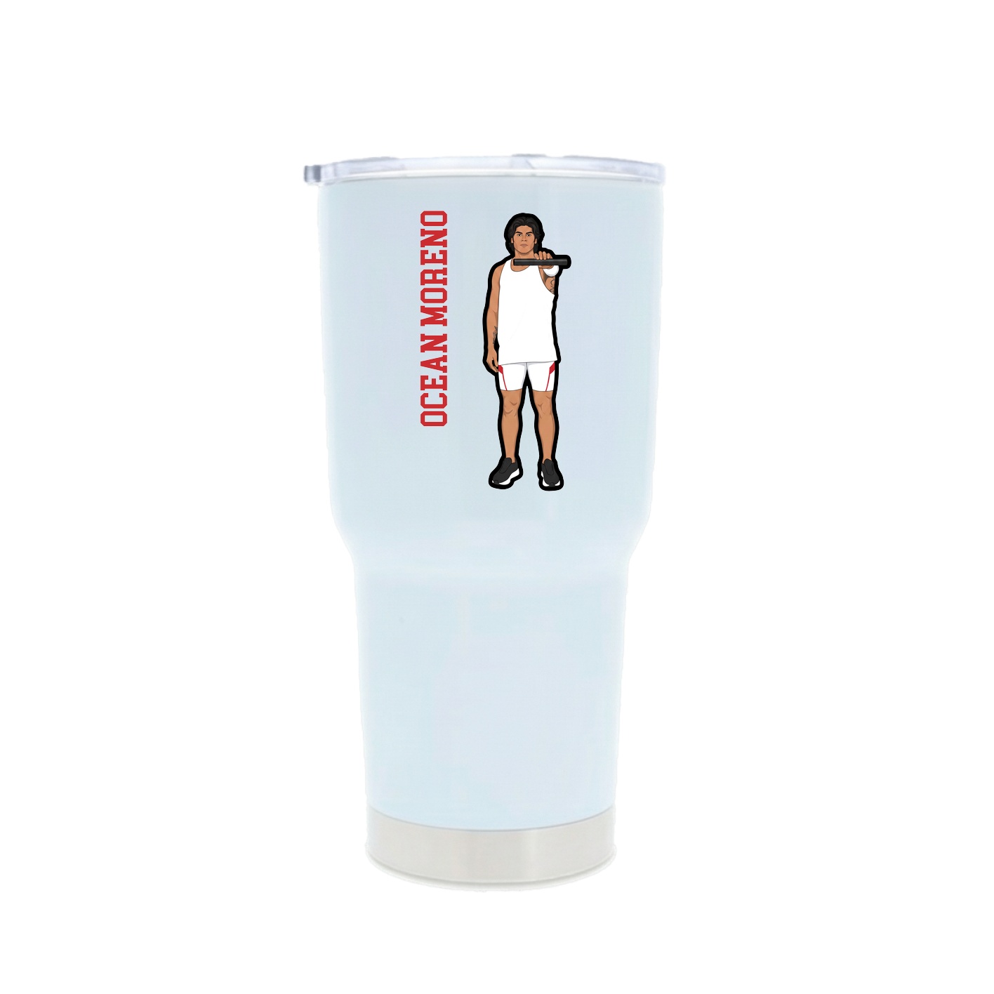 30oz Stainless Steel Tumbler — Name Vertical in White