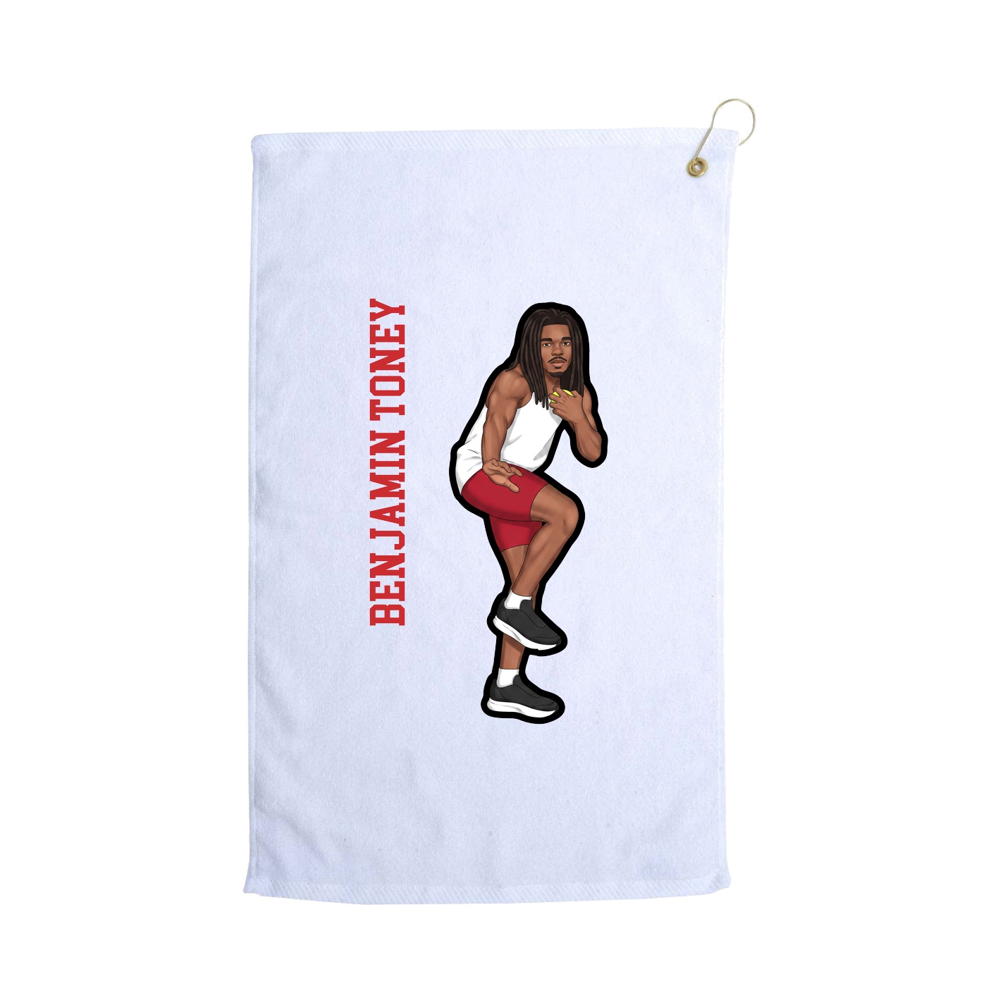 Golf Towel — Name Vertical in White