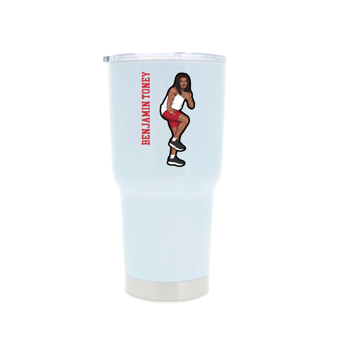 30oz Stainless Steel Tumbler — Name Vertical in White