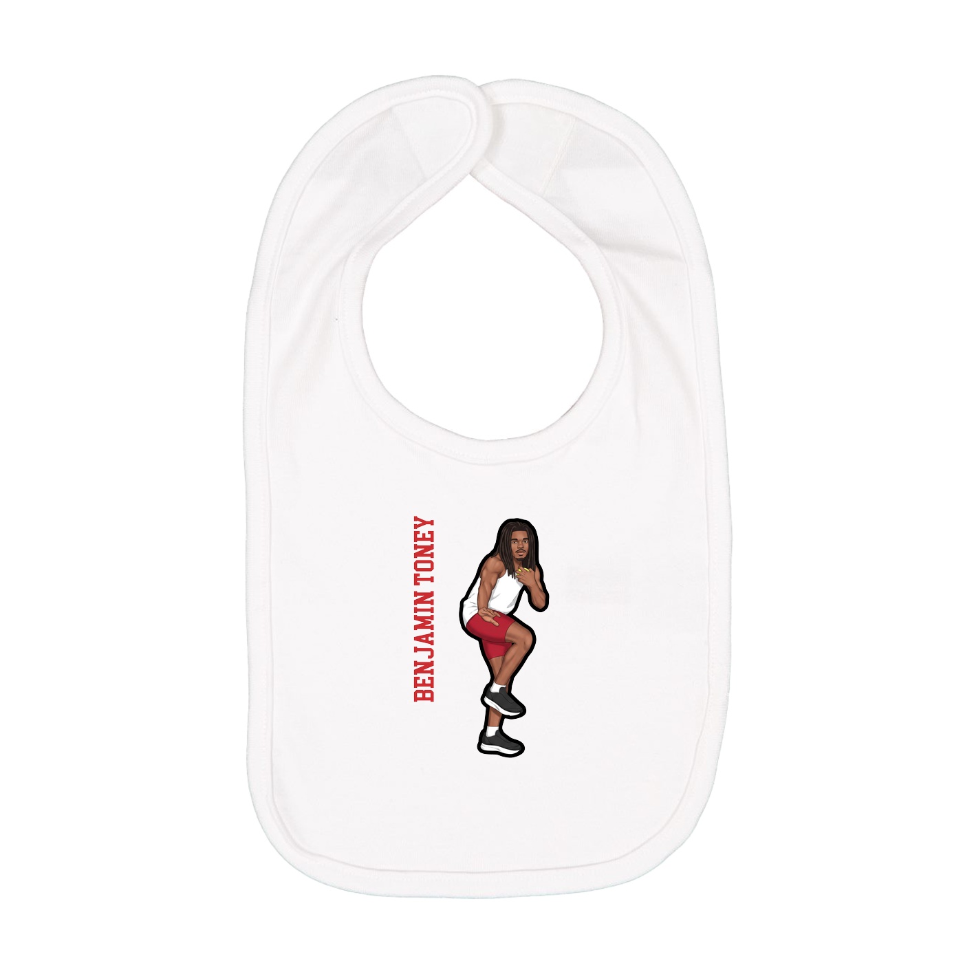 Infant Bib — Name Vertical in White