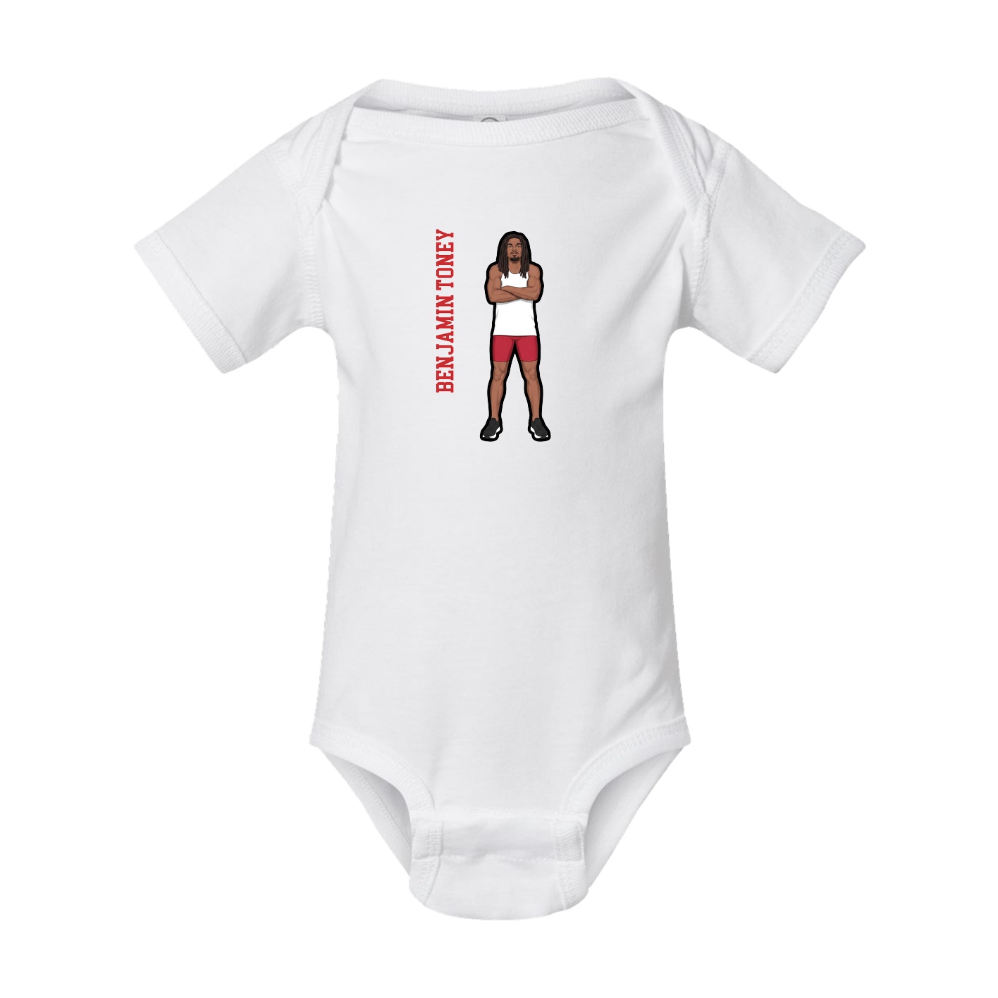 Baby Onesie — Name Vertical in White