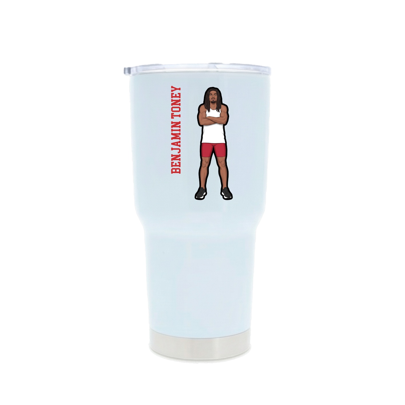 30oz Stainless Steel Tumbler — Name Vertical in White