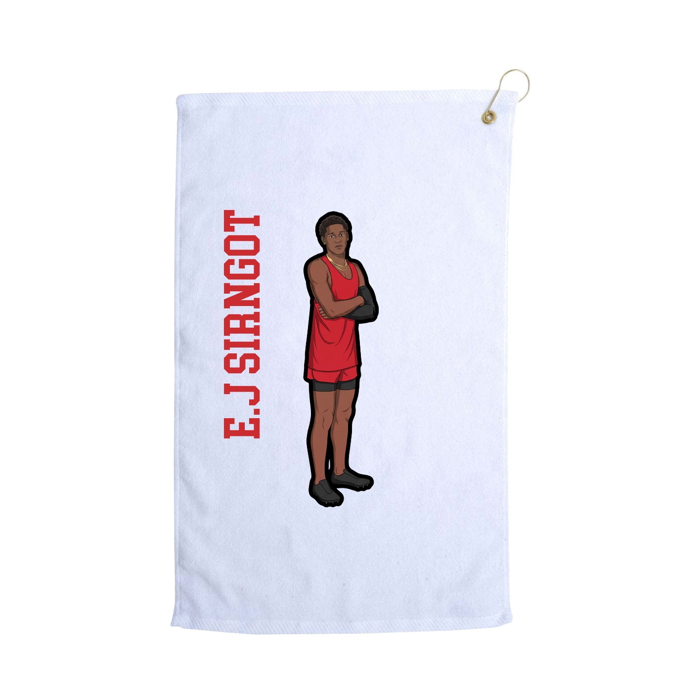 Golf Towel — Name Vertical in White